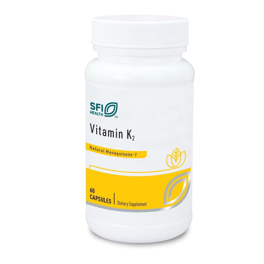Klaire Labs SFI Health Vitamine K2-50 Micrograms as Menachinon-7 MK-7, No Soy, Gluten or Dairy (60 Capsules)