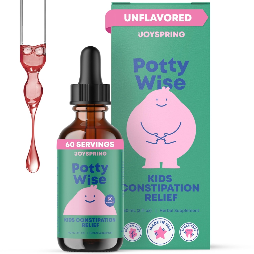 JoySpring Potty Wise – Gentle Digestive Support for Kids – favorise la digestion saine avec Senna & Elderberry – végétalien, sans gluten, sans sucre (2 fl oz) 60 portions