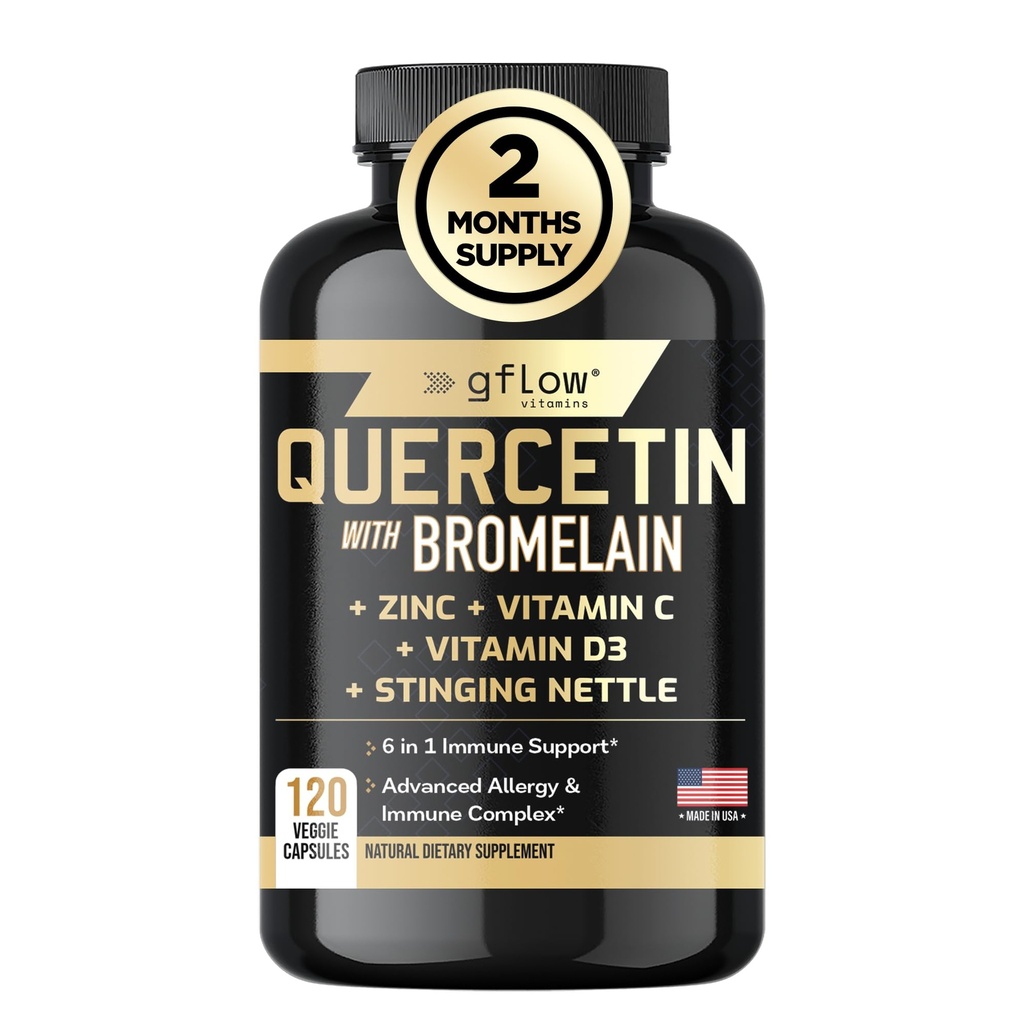 Quercetine met bromelaïne, brandnetelsupplement, zinkvitamine C Vitamine D 