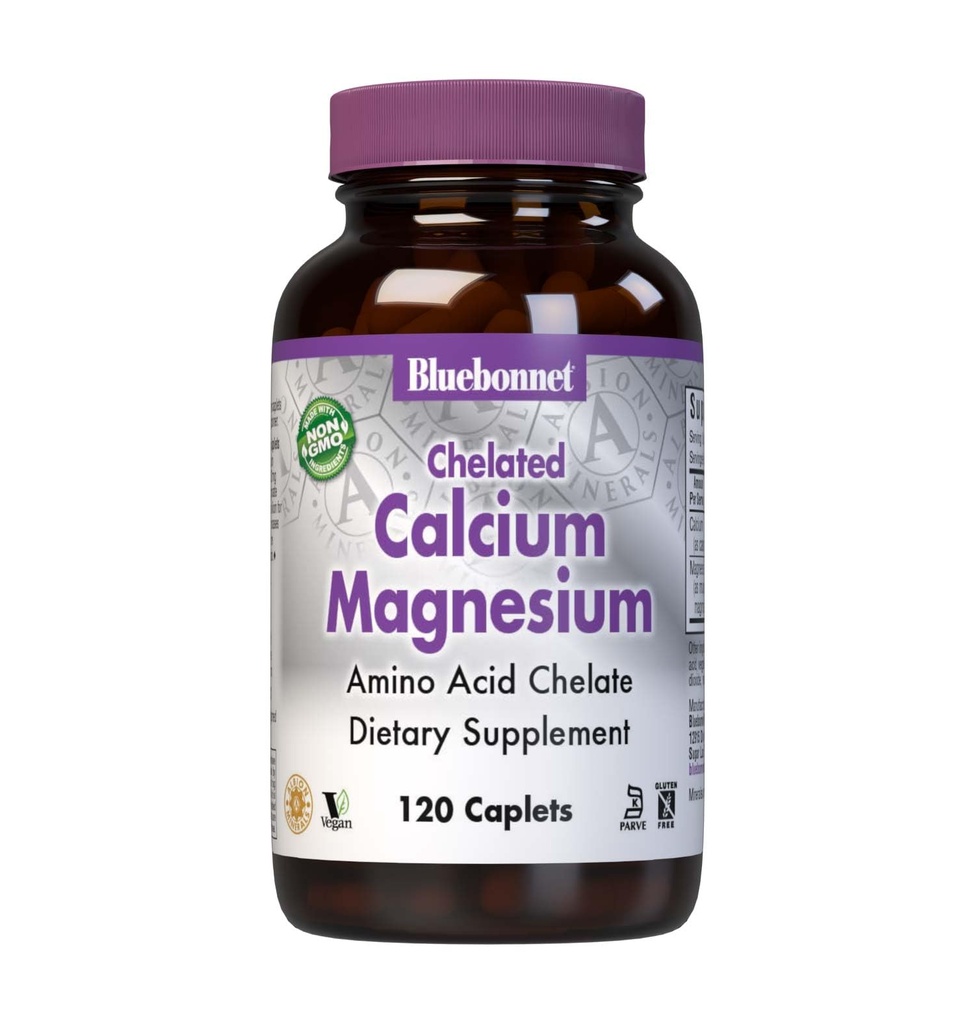 BlueBonnet Albion chelated Calcium Magnesium Caplets, 120 Count