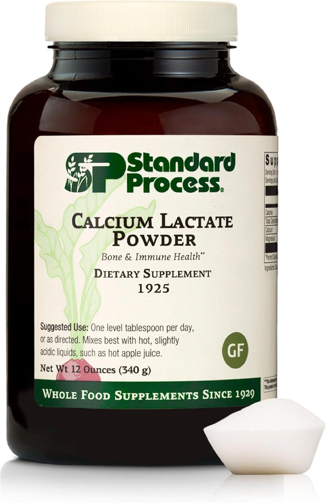 Standaardproces - Calcium Lactaatpoeder - Bone Health & Immune Support - Calcium Magnesium Supplement for Bot Strength & Blood Health - Non-Dairy, Non-Soy & Gluten-Free - 12 oz
