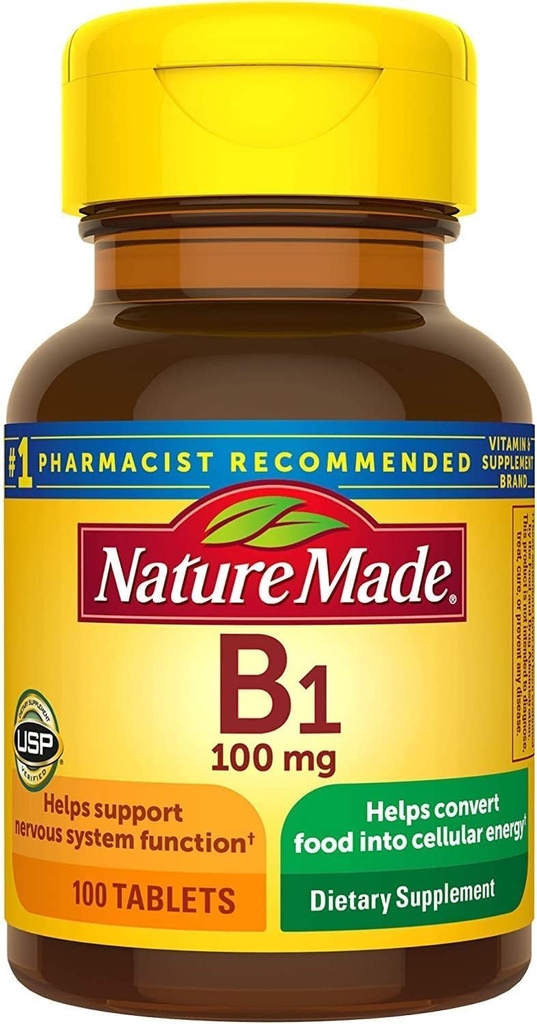 Nature Made Vitamine B-1 100 mg Tabletten - 100 st, Verpakking van 2