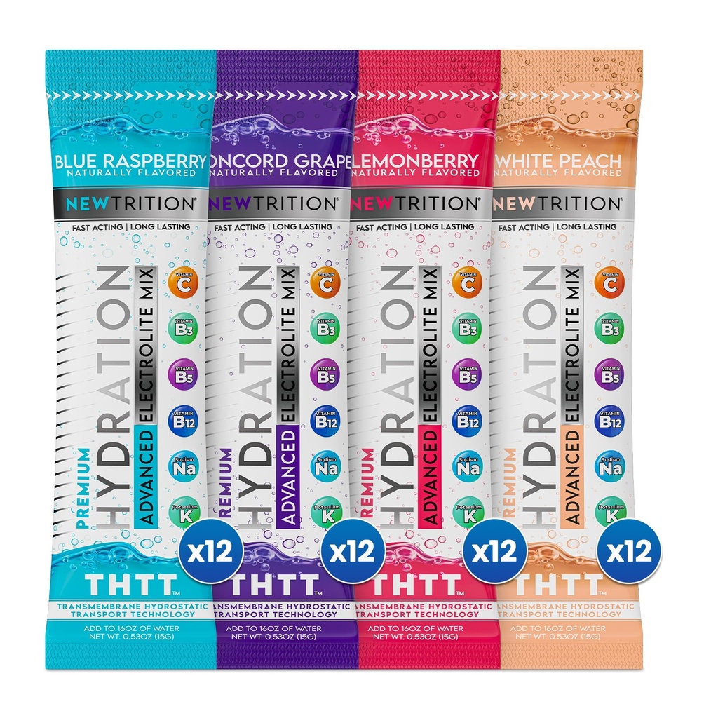 Hydration Powder, Electrolyte Powder Packets, Naturally Flavored Hydrating Packets for Water, Fast Acting Hydrate Electrolytes with Vitamins C & D