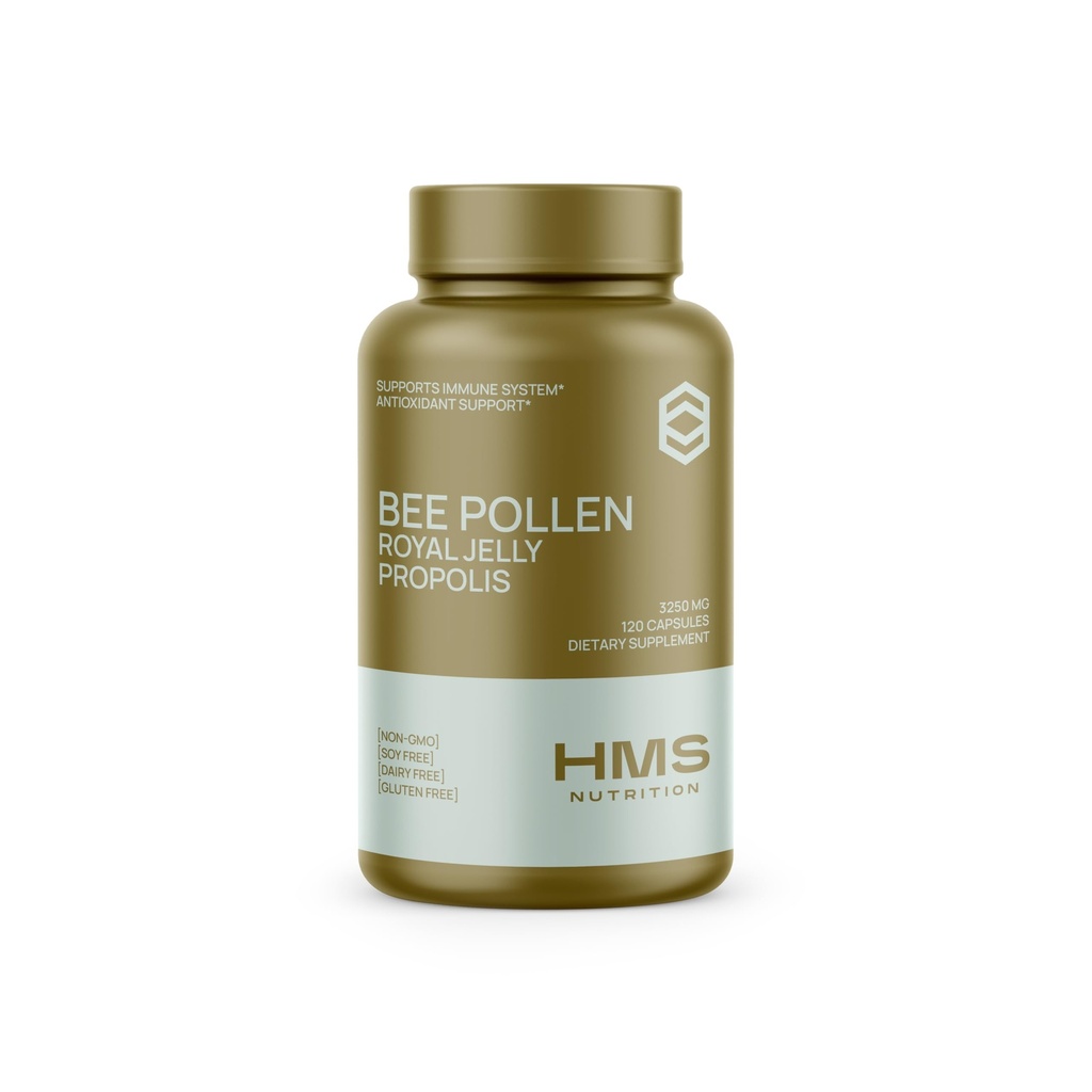 Premium Bee Pollen Daily Dieetsupplement - Inclusief Propolis & Royal Jelly - 3250mg Non-GMO, 120 Vegetarische Capsules - 30 dagen levering