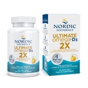 Nordic Naturals Ultimate Omega 2X met vitamine D3, Citroensmaak - 60 Zachte Gels - 2150 mg Omega-3 + 1000 IE D3 - EPA & DHA - Brain, Heart, & Immune Health - 30 porties