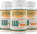 800 mg liposomaal NAD+ Supplement met Nicotinamide Riboside 200 mg, Trans-Resveratrol 100 mg - True NAD Supplement voor DNA Reparatie, Gezonde Veroudering, Hersenfunctie - 180-Dag Supply