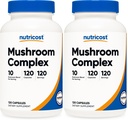 Nutricost Mushroom Complex Supplement 120 Capsules for 120 Servings Per Bottle - 10 Mushroom Blend (Includes Reishi, Maitake, Shiitake, Lion's Mane, and More) - Non-GMO and Gluten Free (Pack of 2)