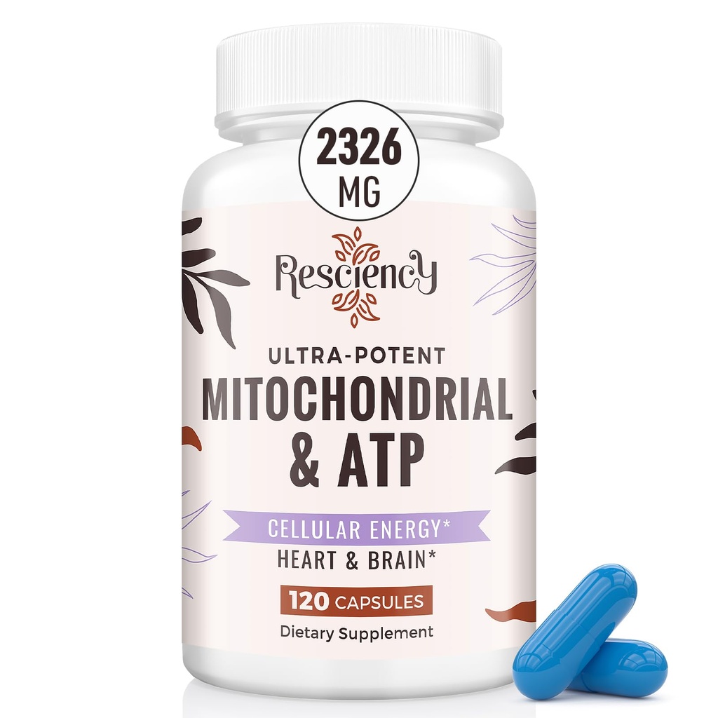 2326 MG Mitochondrial suppléments avec ATP, vitamines, CoQ10 et PQQ, plus efficace que la créatine HMB et l'oxyde nitrique, énergie, endurance, force, récupération et muscle, biologique, 120 capsules