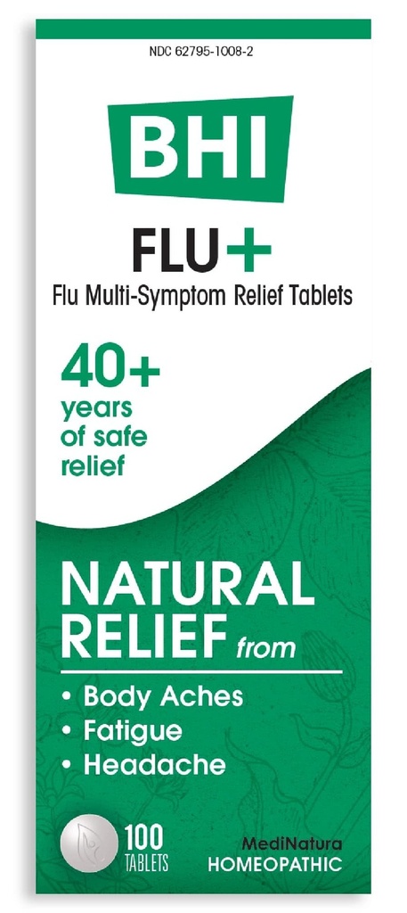 BHI Griep + Koude Multi-Symptoom Relief Natuurlijke Veilige Niet-Drowsy Remedie 11 Gericht Homeopathische Actieve Ingrediënten voor Body Aches, vermoeidheid, rillingen & hoofdpijn - 100 tabletten