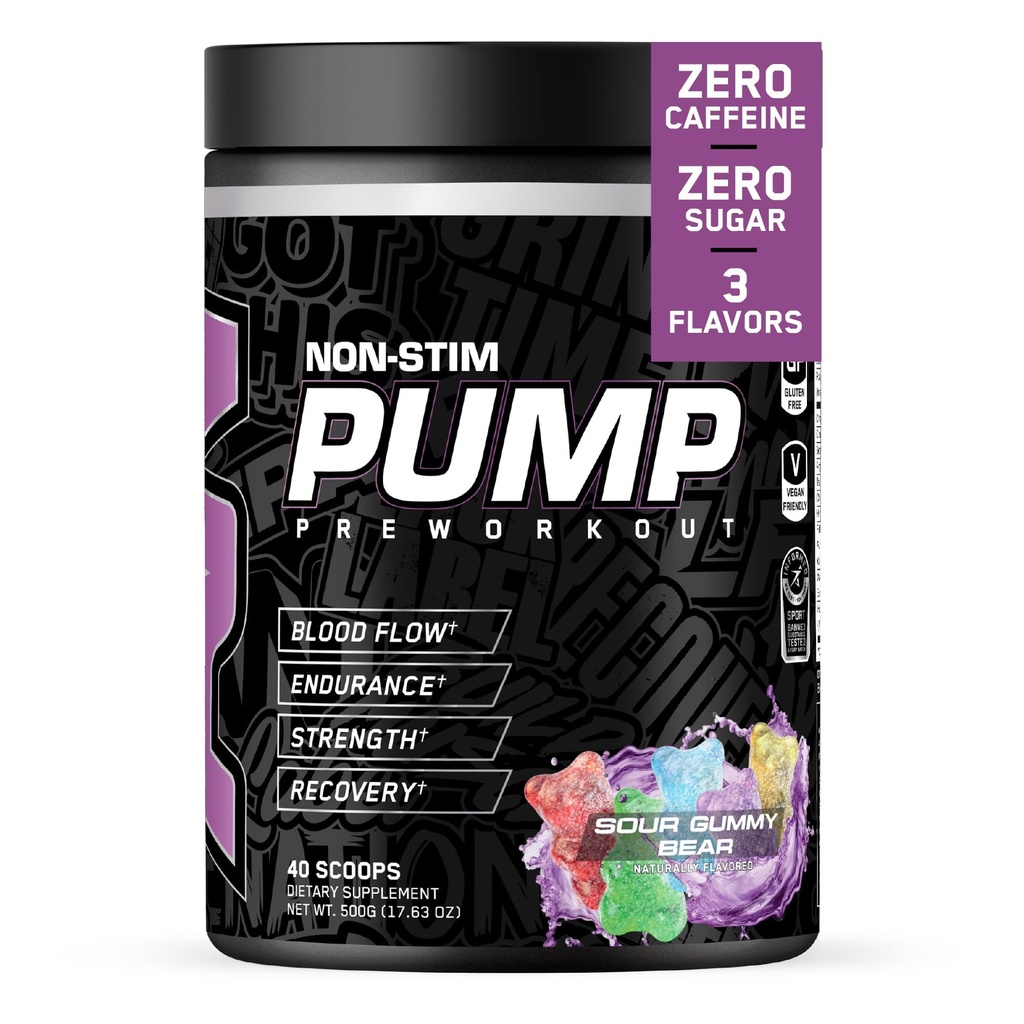 All Black Everything Non Stim Pre-Workout | Preworkout Energy Drink Mix | Caffeine Free | Creatine, Beta Alanine & Citrulline | Energy Supplement for Men & Women | Sour Gummy Bear | 40 Servings