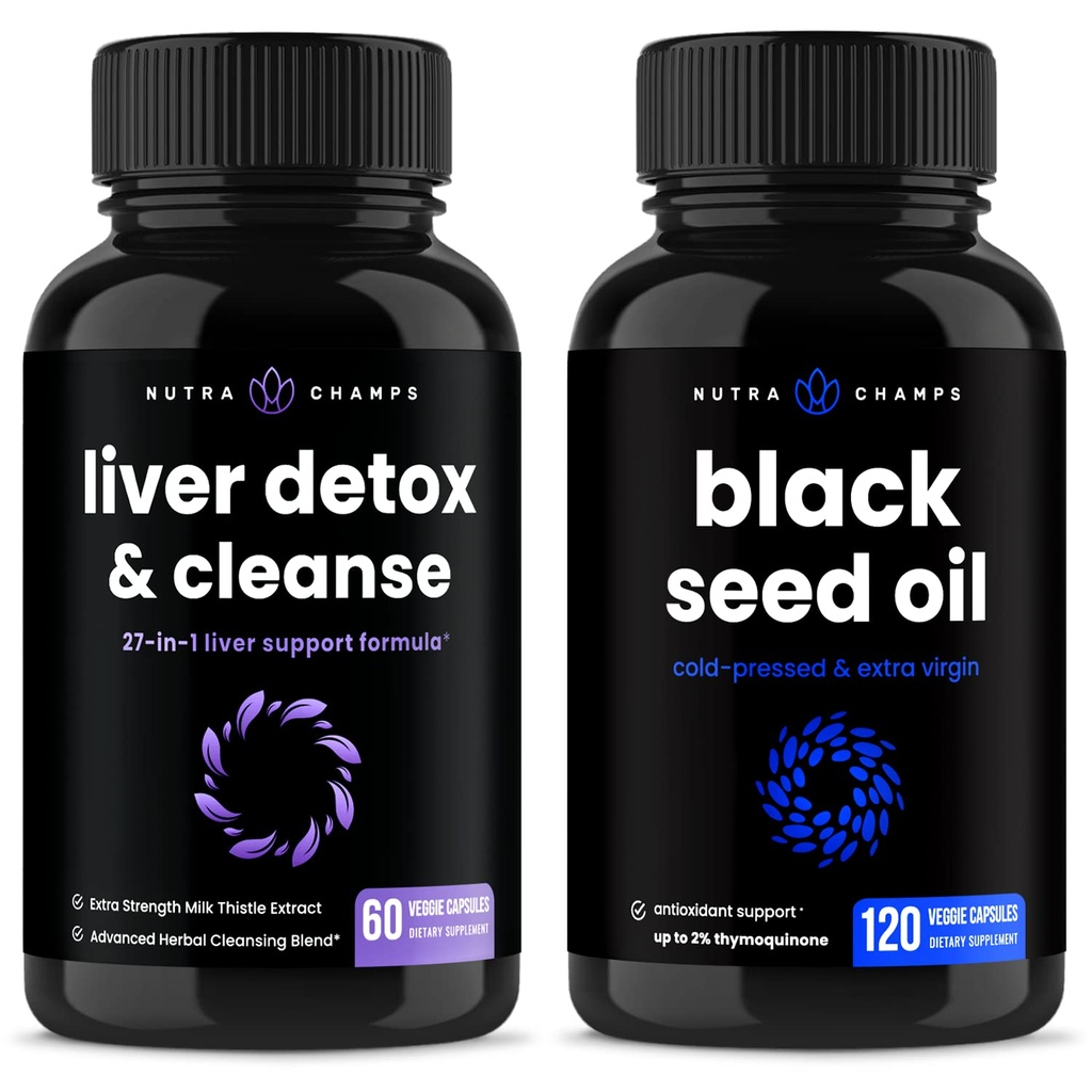 NutraChamps Lever Reinigen Detox en Zwarte Zaad Olie Capsules bundel