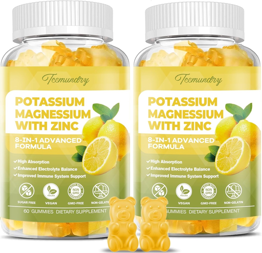 Kaliumsupplement Gummy's voor volwassenen: Kalium citraat 99 mg - Kalium Magnesium Supplement voor spier, elektrolyt, energie