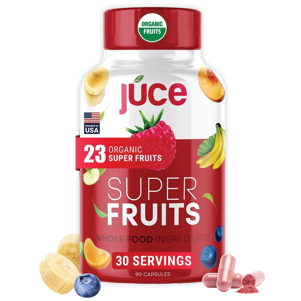 Terra Kai Organics Juce Formula, Organic Super Fruit - Gluten/Gelatin Free, Soy Free & Vegan- Reds Superfood Capsules- 23 Fruits (90 Count)