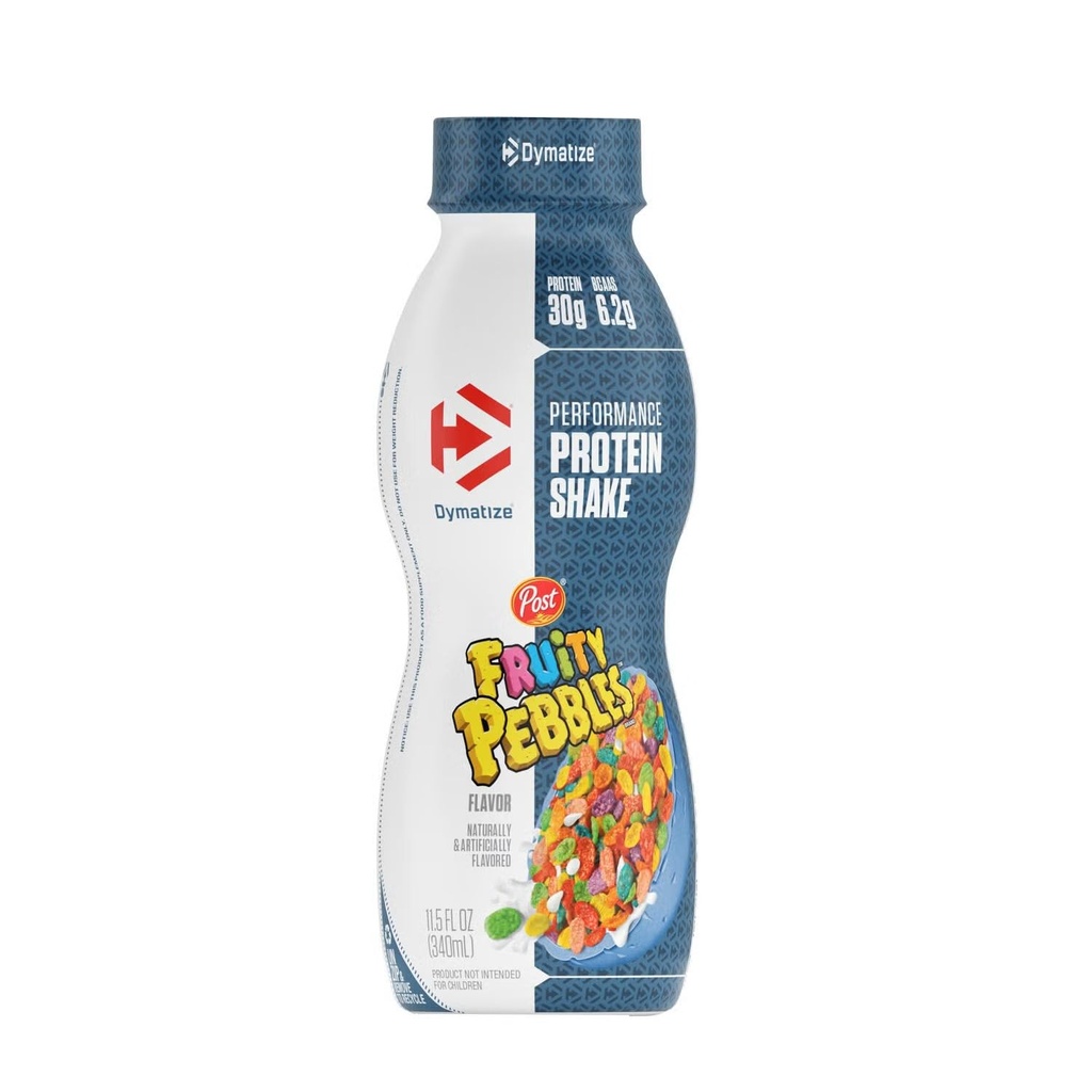 Dymatize Protein Shake, Fruity Pebbles, 30g Protein, Meal Replacement or Pre-Workout Drink, On-the-Go Breakfast, 6.2g BCAAs, No Added Sugar, Gluten Free, Ready to Drink, 11.5 fl oz