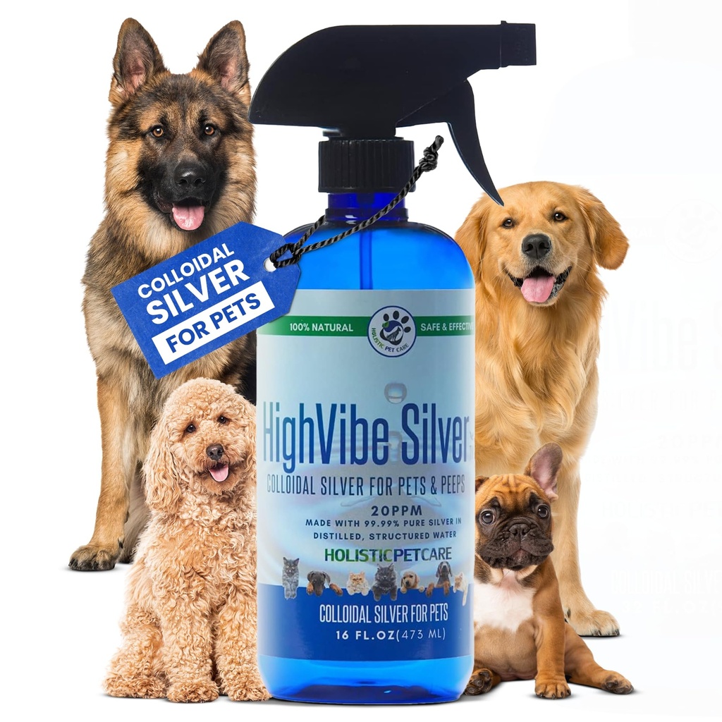 HOLISTIC PET CARE Colloidal Silver for Dogs, Cats, & Pet-20 PPM Spray(16oz)