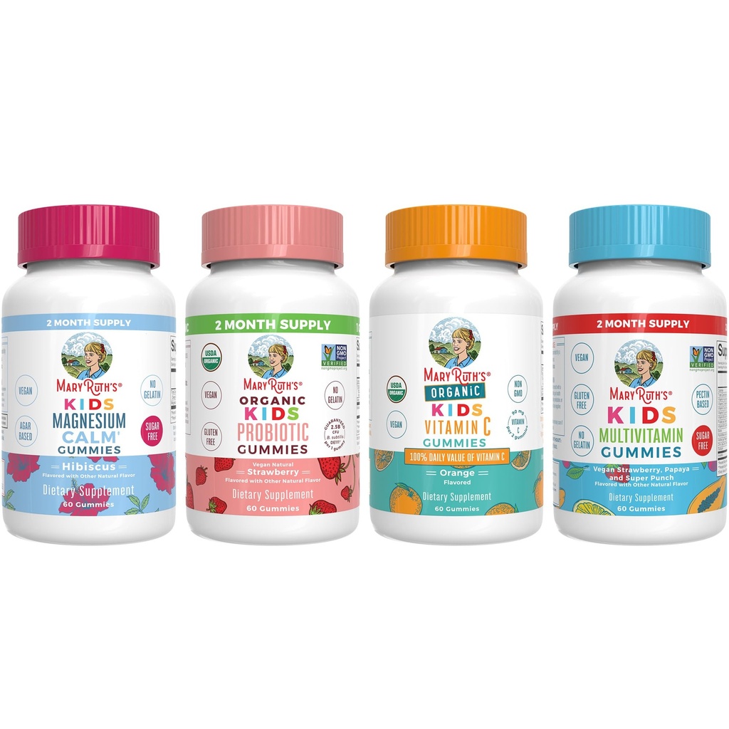 MaryRuth Organics Multivitamine, Probiotica, Magnesium Kalm, en Vitamine C Gummies for Kids 