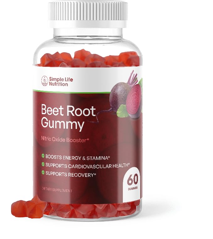Biologische beetwortelgom - Nitric Oxide Booster voor mannen en vrouwen - Biologische niet-GMO Glutenvrije veganistische bieten - 60CT