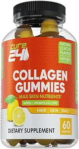 Collageen Gummies met zink, vitamine C en biotine, Collageen Peptides supplement bevordert haar, nagel, huid, bot en gezamenlijke gezondheidsondersteuning, Made in USA 60 Gummies