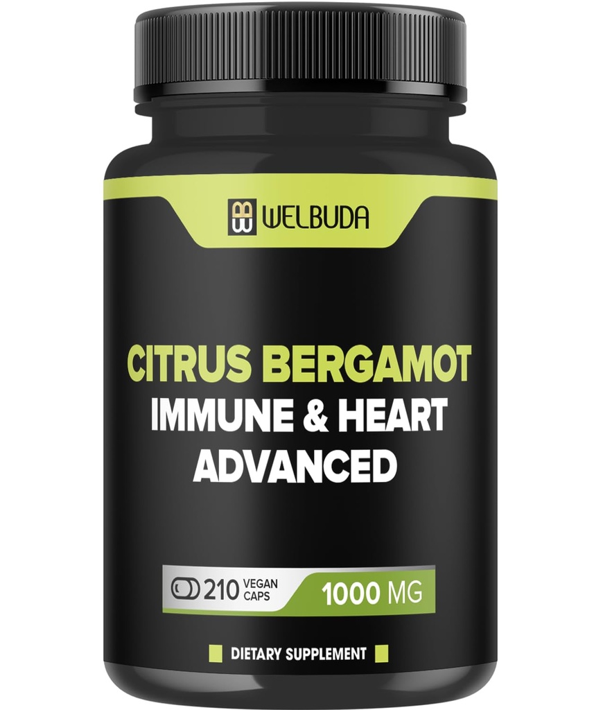 Citrus Bergamot avec feuille d'olive, baies d'épine et plus - Formule combinée pour la santé circulatoire, fonction de protection, santé de la peau - 210 capsules - 105 jours