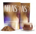 Atlas+ Latte Mushroom Coffee Superblend– Premium Coffee with Collagen, Probiotics, D3 & B12, Lion’s Mane, Reishi, Cordyceps, Coconut– for Energy, Focus, Immunity & Gut Health– 40 Servings (2 Bags)