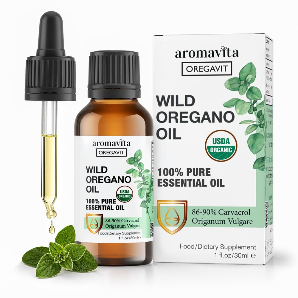 Wilde Oregano Olie Biologische - 100% Pure Onverdund Biologische Wilde Oregano Olie met 86-90% Carvacrol, Immuun Ondersteuning - Plant-Based, Kruidensupplement - Veganistisch, Niet GGO, Glutenvrij, 1fl.oz/30ml