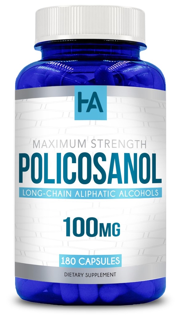 High Strength Policosanol Supplement | Policosanol 100mg with Naturally Occurring Long Chain Aliphatic Alcohols from Plant Wax | Vegan Non-GMO Soy and Gluten Free | Made in cGMP Labs (90 Servings)