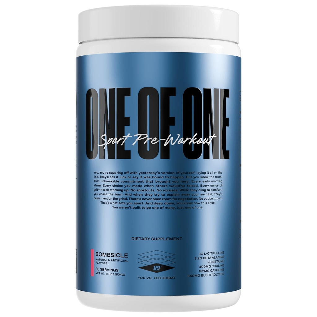 ONE OF ONE Sport Pre-Workout – Clean Energy & Focus with NeuroRush™, Gluten Free, No Crash, Boosts Endurance & Strength – Bombsicle, 30 Servings