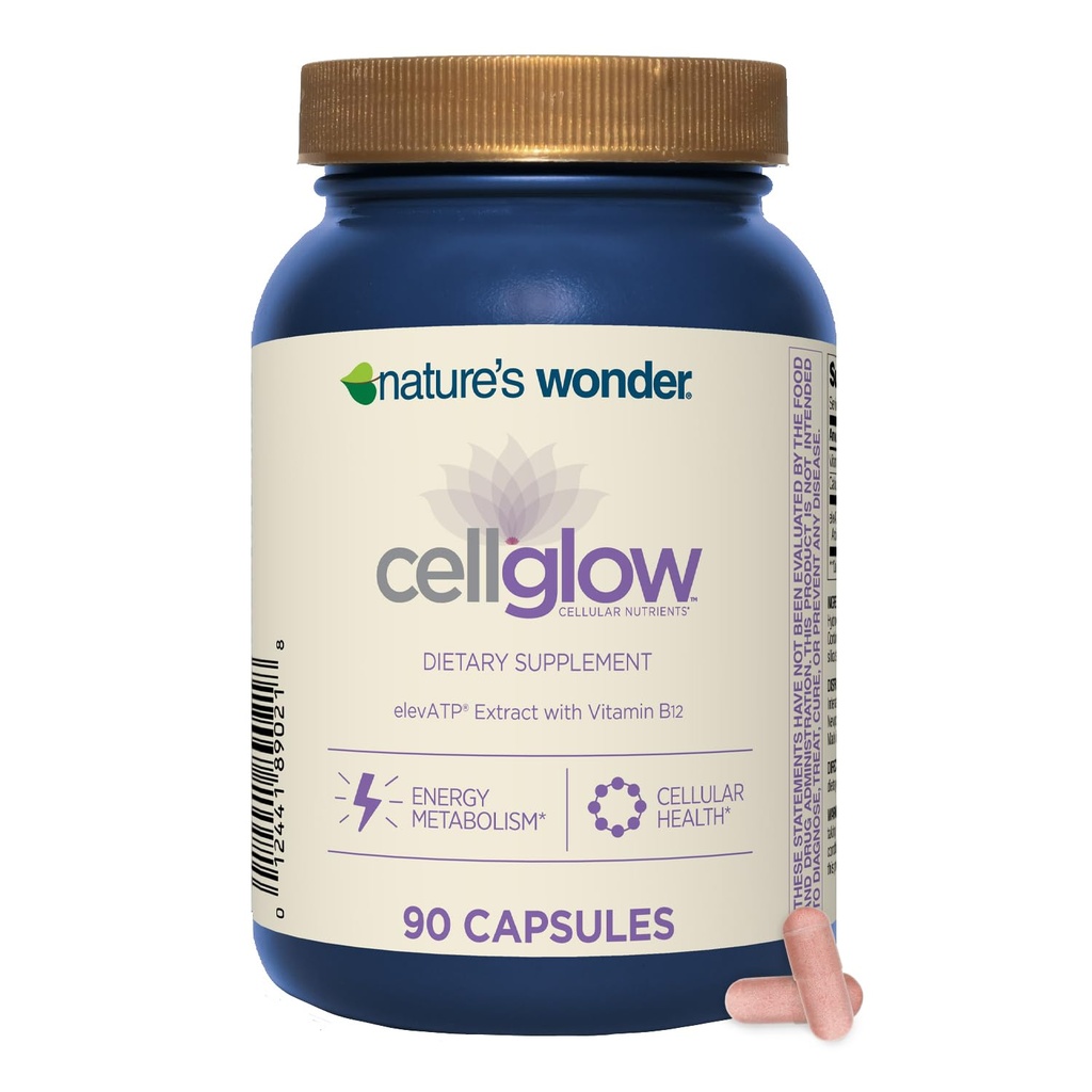 Nature's Wonder cellglow™ Dietary Supplement with elevATP, 90 Capsules,Supports Energy Metabolism, Provides antioxidant Support, May Help to Improve Strength and Power During Physical Activity