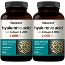 NatureBell 2 Pack Hyaluronzuur Supplementen 2.000 mg Totaal Capsules, met MSM & Gehydrolyseerde Bovine Collageen 3 in 1 Ondersteuning voor huidhydratatie, gewrichtssmeermiddel, haar en ooggezondheid