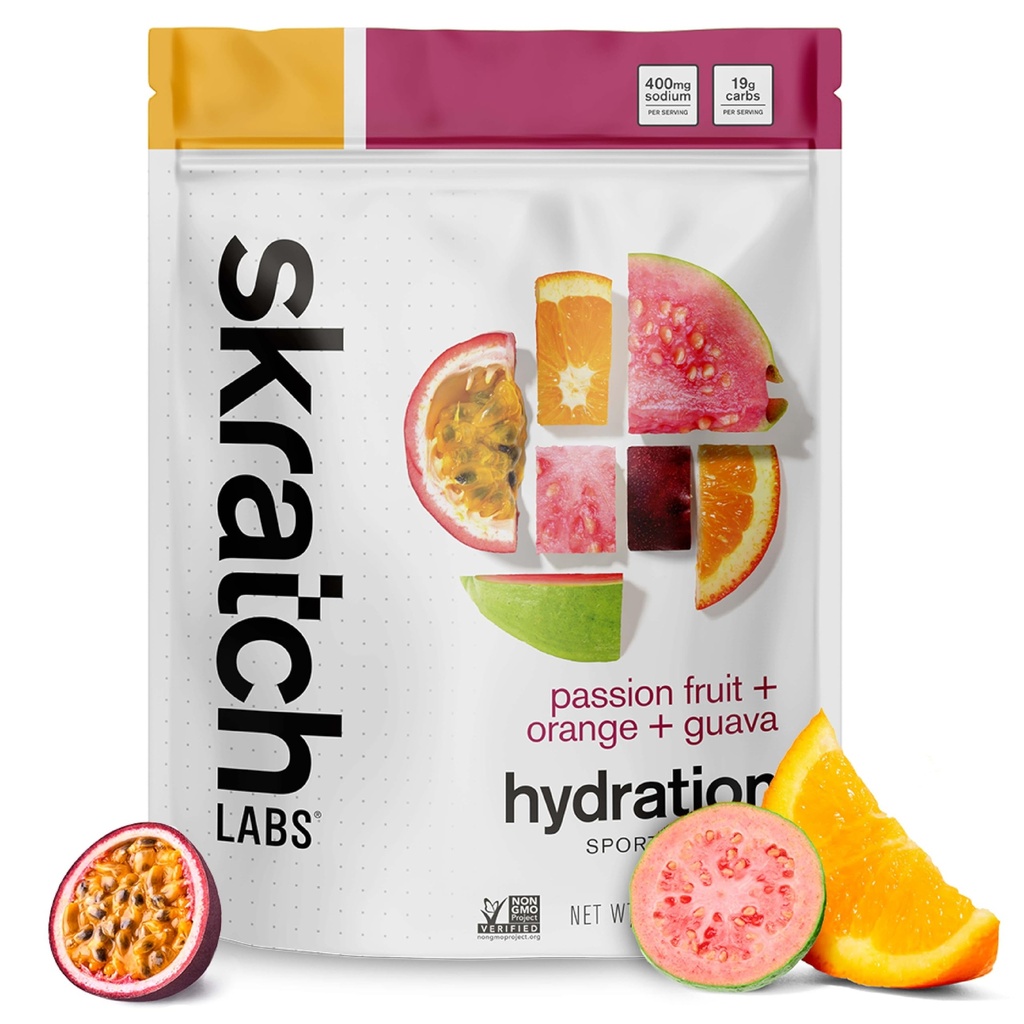 Skratch Labs Hydration Sports Drink Mix – Real‑Fruit Electrolyte Powder for Fast Hydration & Endurance | Passion Fruit Orange Guava | 20 Servings | Vegan, Non‑GMO, Clean Ingredients
