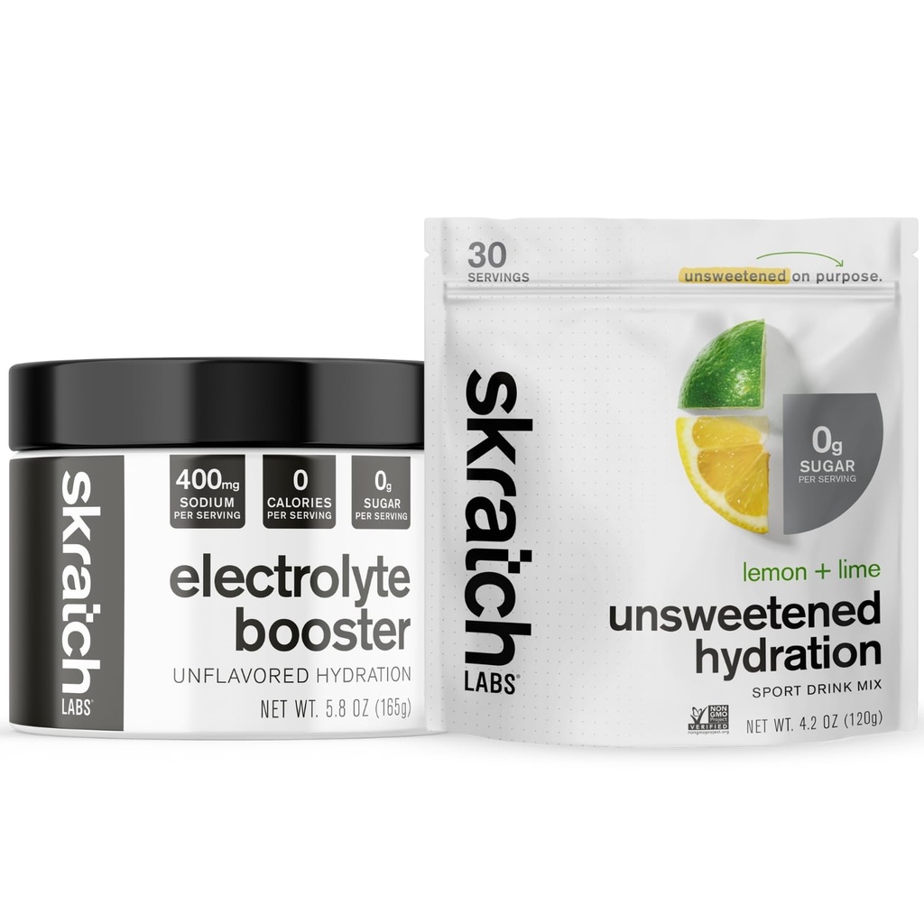 Skratch Labs Customizable Hydration - Zero Sugar Your Hydration with Our Electrolyte Booster and Unsweetened Lemon Lime Sport Drink Mix. Non-GMO, Vegan, Kosher, Keto