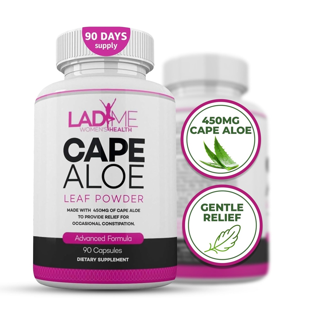 Pure Cape Aloe Herbal Laxative for Constipation Relief - Healthy Bowel Movement - Natural Colon Cleanse & Detox Dietary Supplément - Spécialement conçu pour les femmes par Ladyme - 90 Capsules