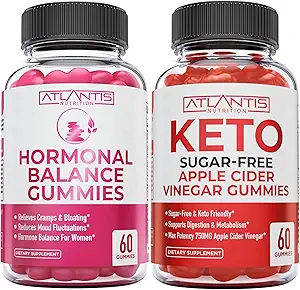 Atlantis Nutrition Hormonal Balance PMS Relief 60 Gummies + sans sucre Céto pomme vinaigre 60 Gummies
