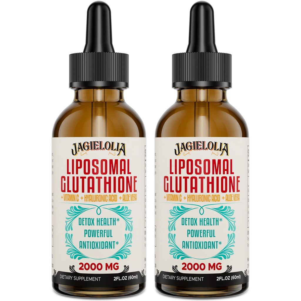 Liposomal Glutathion Liquid 2000MG Antioxidant Detox Supplement for Women & Men, Aging Defense, Liver Function & Energy, with Hyaluronic Acid + Aloë Vera + Vitamine C, Natural & Vegan, 4 FL.OZ