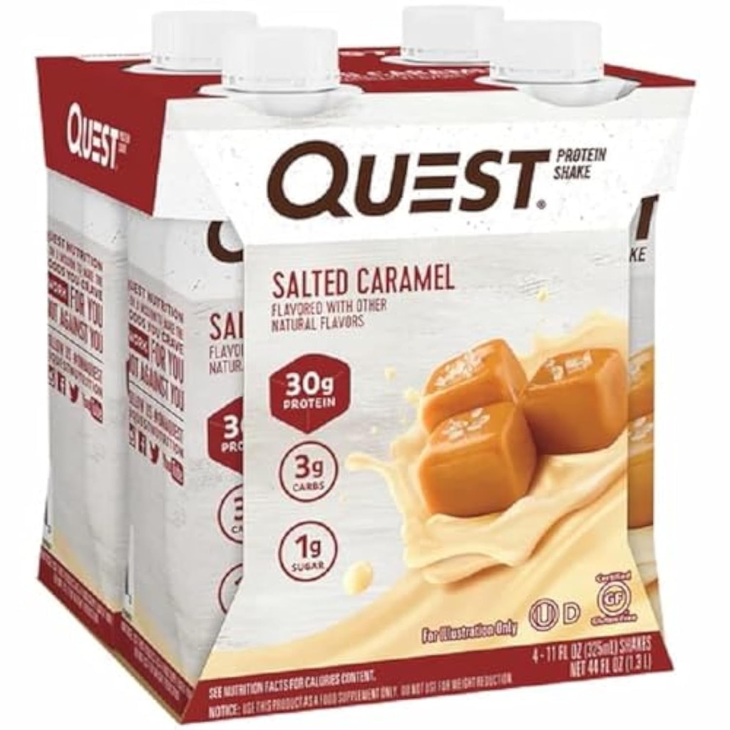 Quest Nutrition Protein Shake, Salted Caramel, High Protein, Low Carb, Gluten Free, Keto Friendly, 11 Fl. Oz, 4 Count