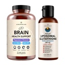 AMANDEAN Premium Brain Health Supplement & Liposomale Glutathion Bundle. Drievoudige Formule met Magnesium L-Threonate, USA-Grown Biologische Leeuwen Mane 6:1 Extract en Alpha-GPC. Ondersteuning Cognition, Focus &