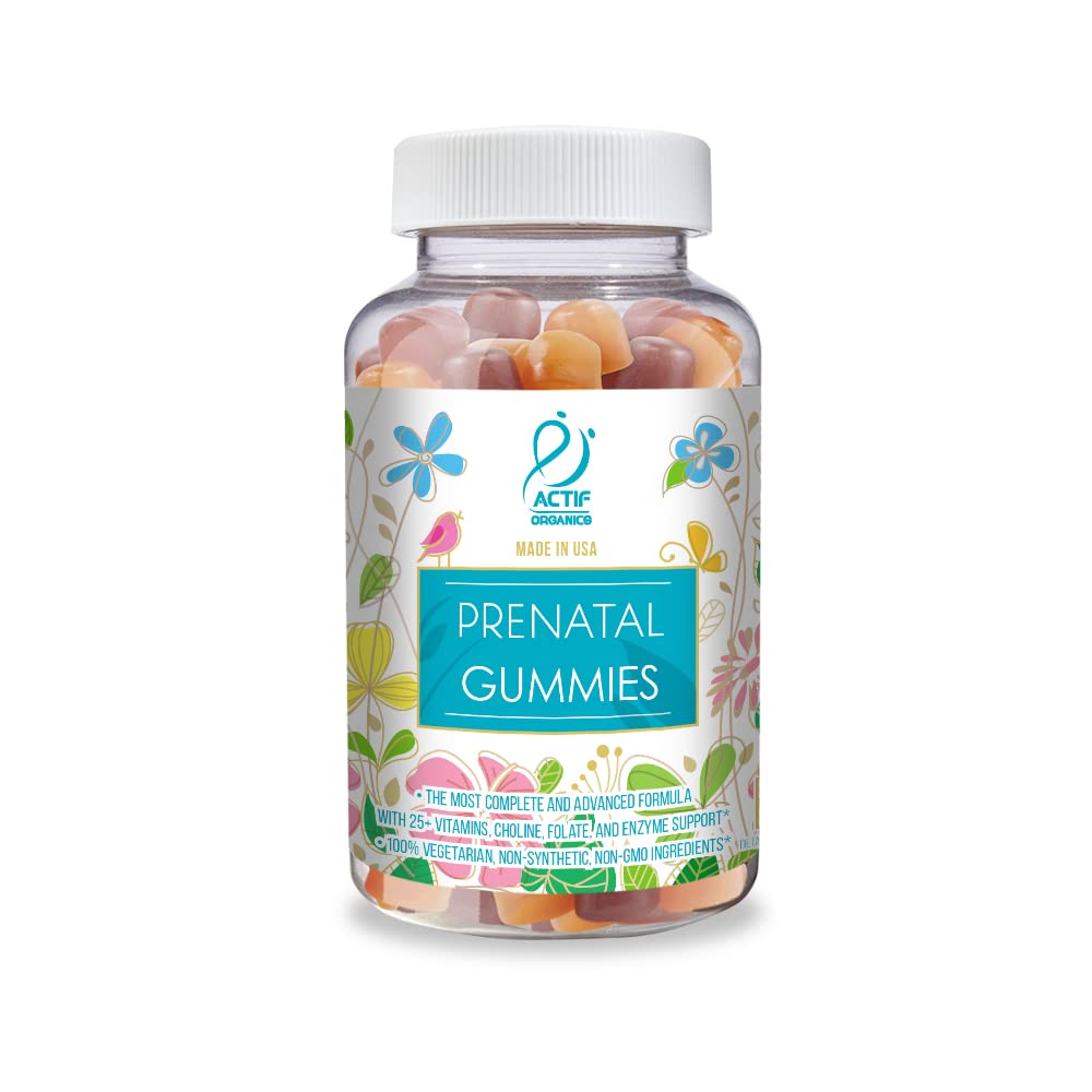 Actief Prenatale Gummies met 25+ Biologische Vitaminen en Biologische Kruiden Blend - Non-GMO, 100% Vegetarisch, 90 Graaf, Made in USA