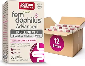 Jarrow Formulas Fem-Dophilus Advanced Probiotics 10 Miljard CFU met 6 Science-Backed Strains, voor Vaginale, Urinaire Tract, Digestief, en Immune Support, 30 Veggie Capsules, Houdbaarheid, Verpakking van 12
