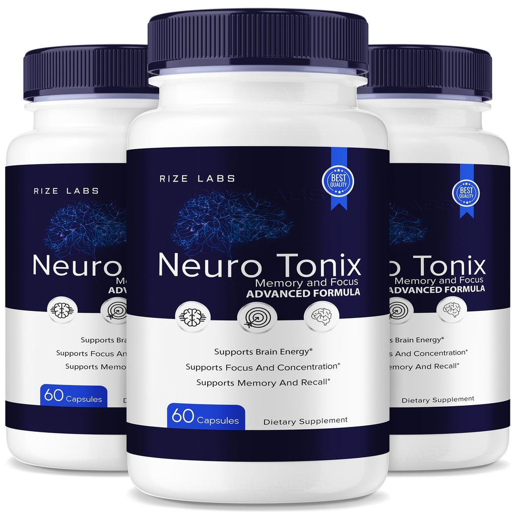 rize labs - Neuro Tonix Advanced Formula Capsules for Memory and Focus (180 Capsules) (Pack of 3)