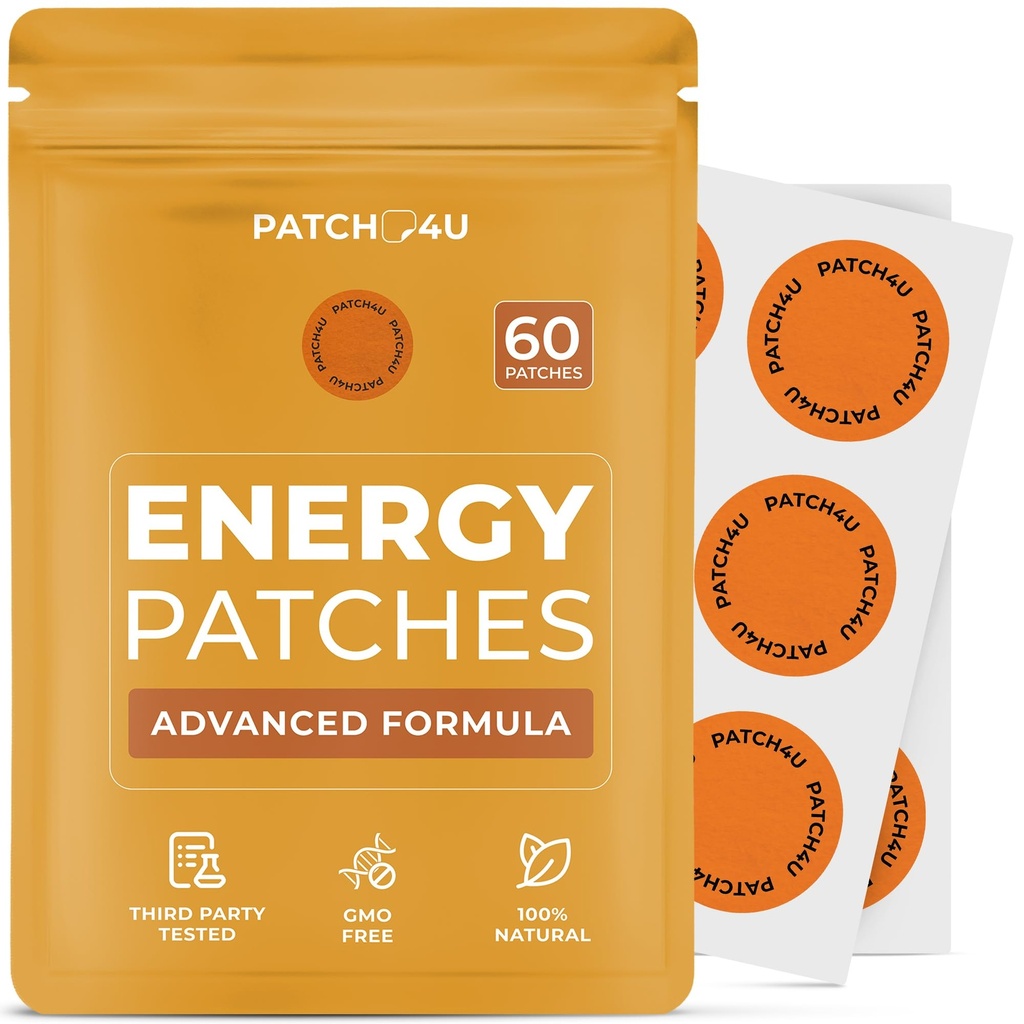 Energy Patches with B12-9-in-1 Biotin, Thiamine & B-Vitamin Complex + Natural Caffeine for Women & Men - Energy & Focus - 60 Day Supply