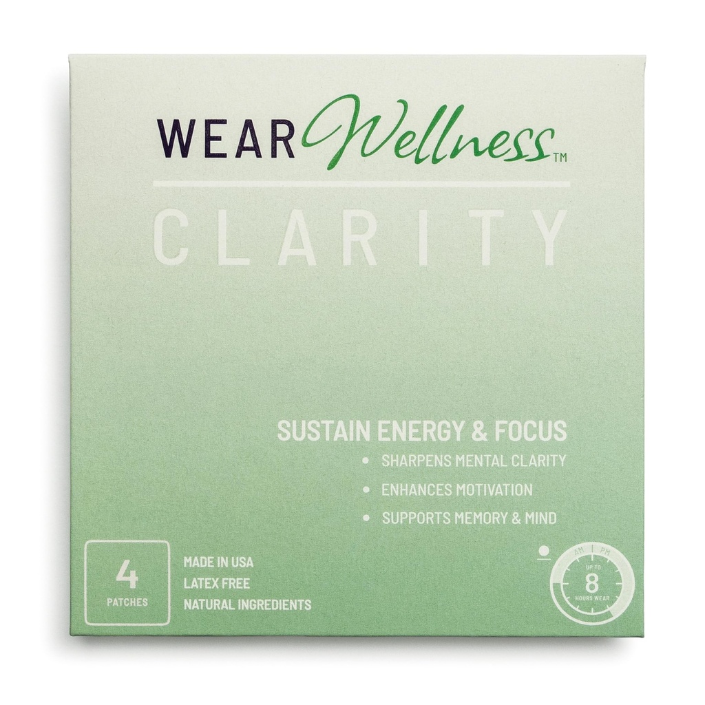 Clarity Film Patches – Topical Patches for Energy & Focus - Patch with Botanical Extracts – Natural Support for Memory & Concentration - Long-Lasting Effect – 4 Pack