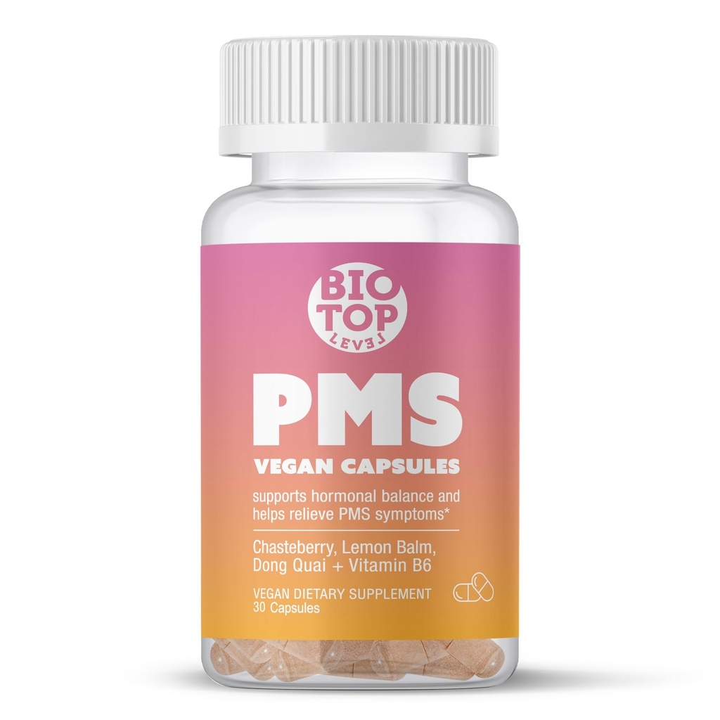 PMS Support Supplement voor Vrouwen & PMS Relief, Hormone Balance & Menstrual period Relief voor Krampen, Bloating & Mood Swings met Chasteberry, Vitamine B6, Citroen Balm, Dong Quai, 30 Tellen