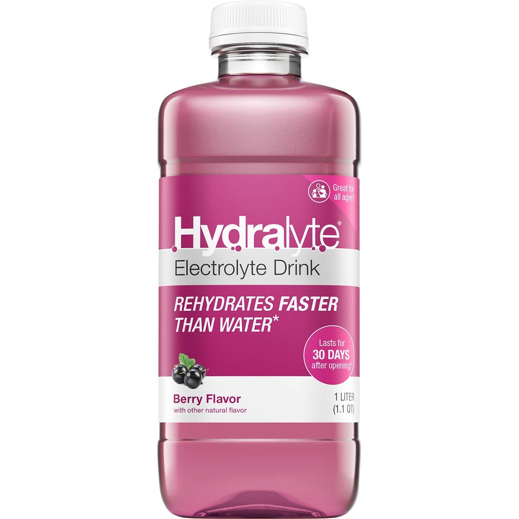 Hydralyte Electrolyte Oral Hydration Ready-to-Drink Solution, Berry, 33.8 Ounce Bottle