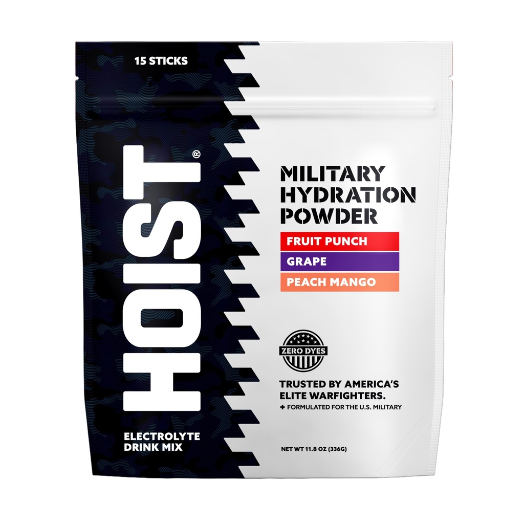 HOIST Electrolyte Drink Mix Powder Sticks – Rapid Rehydration, Military Hydration Formula – Variety Pack (15 Single-Serve Sticks)