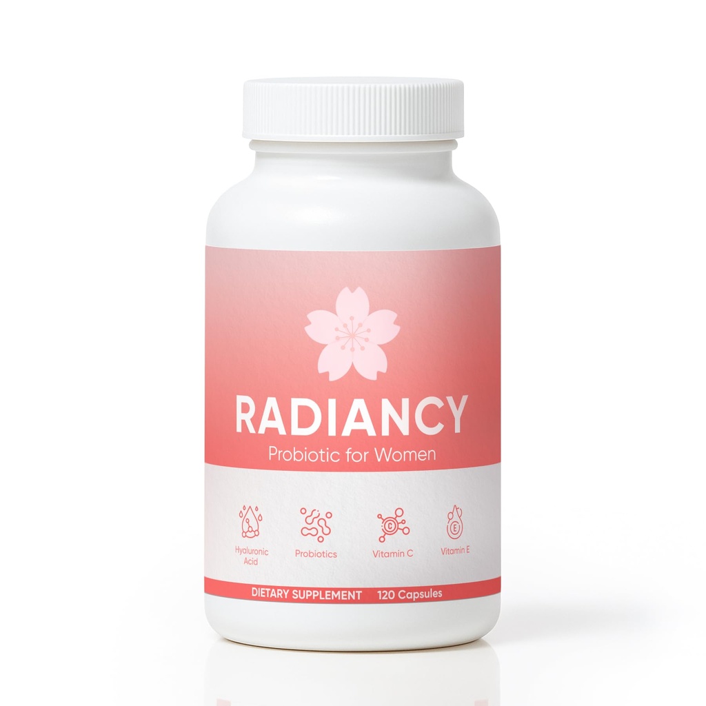 Radiancy Probiotic for Women, Daily Supplement with Multi-Collagen, Hyaluronic Acid, Prebiotics, Vitamin C - 120 Count (1)