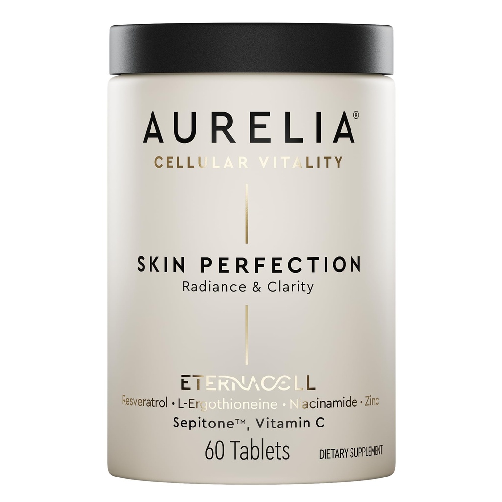 AURELIA Skin Perfection | Advanced Cellular Anti-Aging Supplement | Enhance Skin Clarity, & Tone | with Zinc, Resveratrol, Niacinamide, Ergothioneine, & Vitamin C