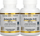 California Gold Nutrition Antarctic Krill Oil, Ultra-High Omega-3 met Astaxanthine, Natuurlijke Aardbei & Citroensmaak, Niet GGO, Glutenvrij, 500 mg, 120 Vis Gelatine Softgels, 2 Pack