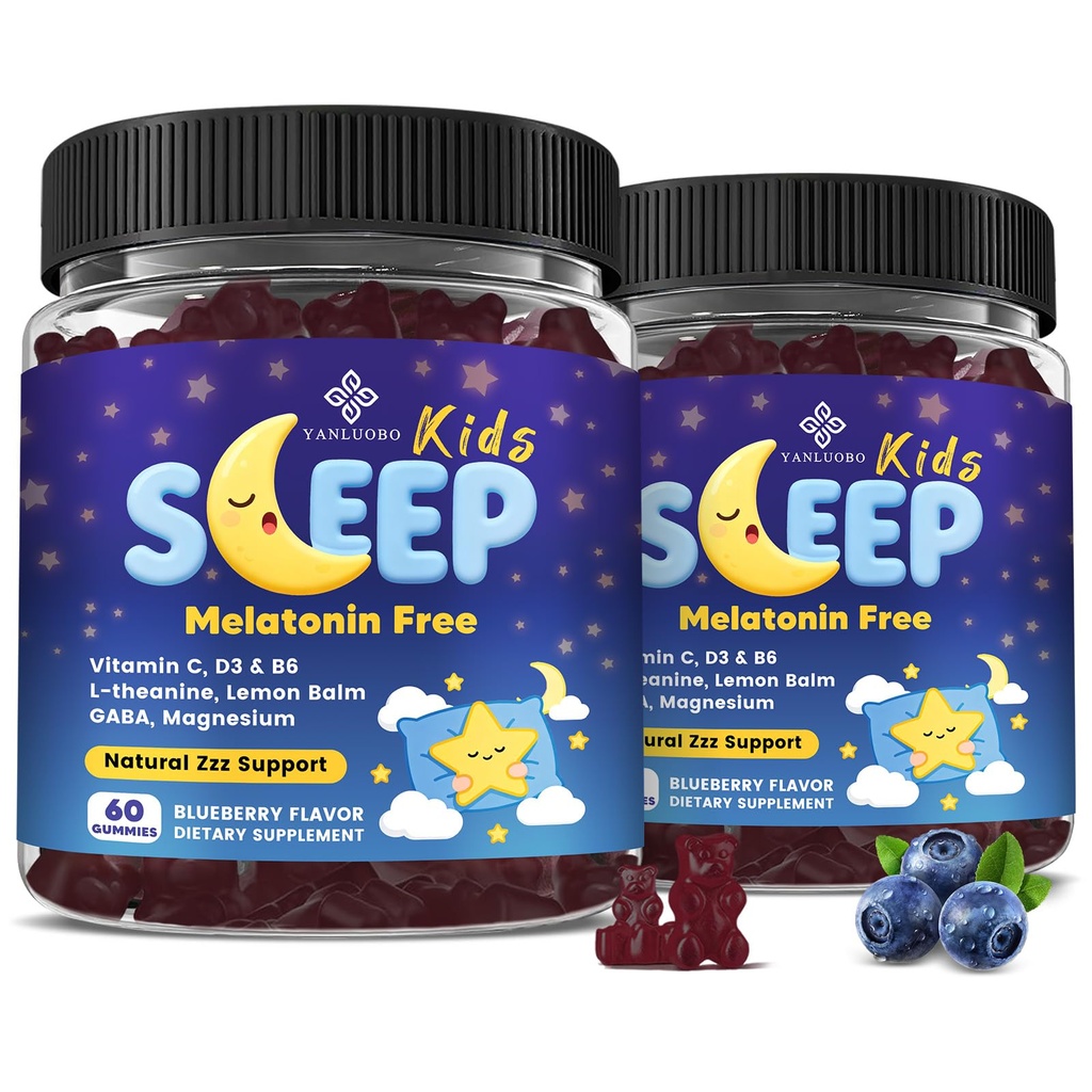 Kids Sleep Gummies - with Magnesium Glycinate, Lemon Balm, L-Theanine & GABA - Calming Relaxation, Support Natural Sleep, Quiet Mind - Berry Flavor, Non-Habit Forming, 120 Count