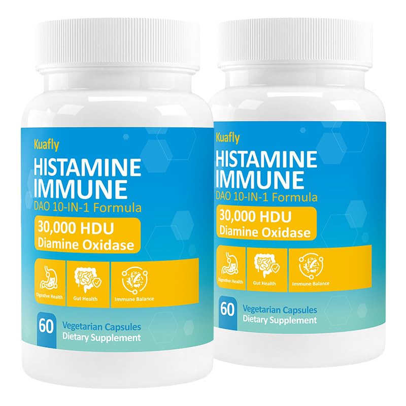 DAO Enzyme Supplements Histamine Blocker – Natural DAO Supplement with Diamine Oxidase & Quercetin, Immortelle, Vitamin C for Gut Health 120 Capsules