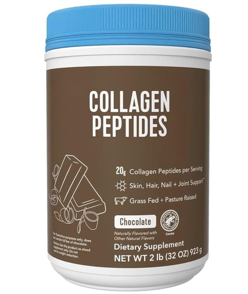 Vital Collagen Protein Peptides, Pasture Raised, Grass Fed, Zero Sugar Dairy Free, Chocolate Powder 32oz. Big Presentation